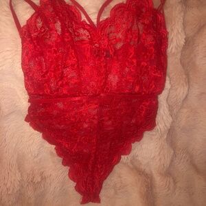 Avidlove Red double strap lace Teddy
